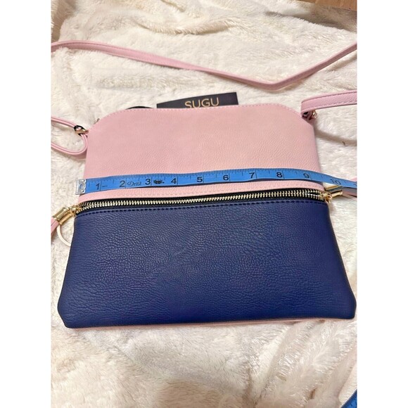 SUGU Lightweight Medium Dome Crossbody Bag Shoulder Bag with Tassel Blush Navy - Picture 5 of 10